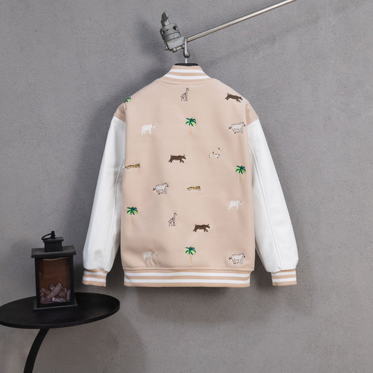 260113 New high-quality animal embroidery baseball jacket