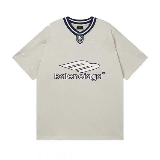 260113 New high-quality heavy-duty V-neck embroidered print T-shirt