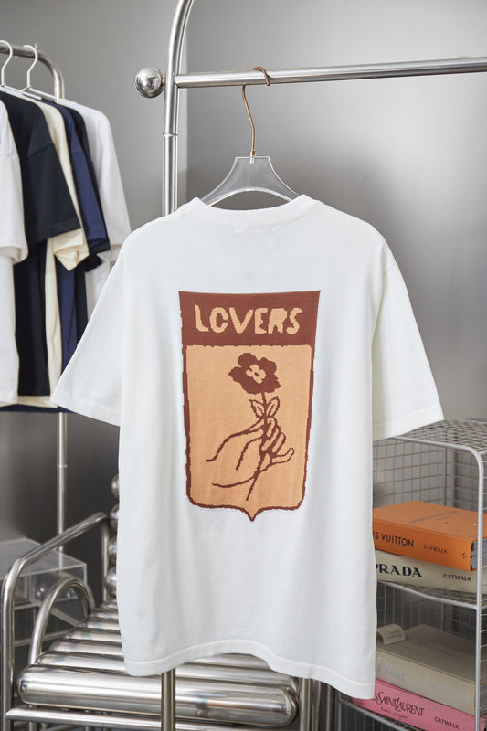 260306 New high-quality box-knit floral patterned jersey T-shirt