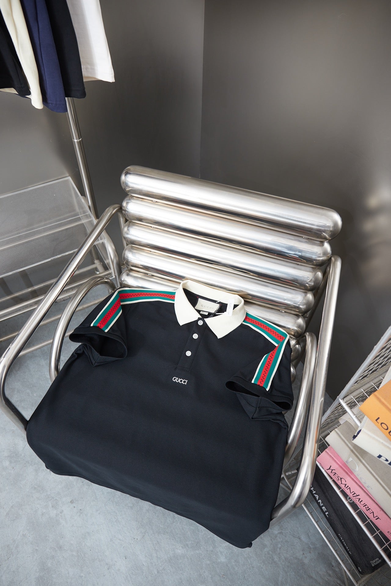 260306 New high-quality striped sleeve embroidered collar polo shirt
