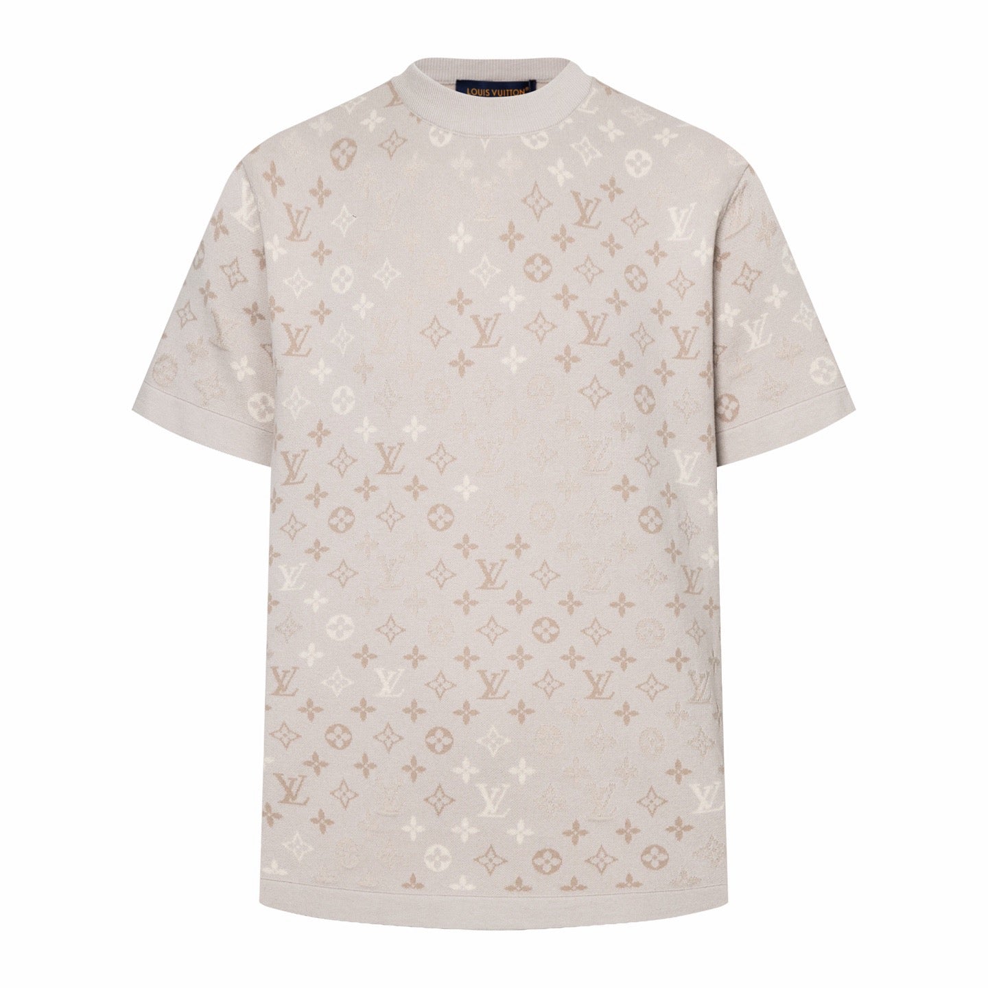 060311 New high-quality gradient-color woven-print jacquard wool blend round-neck T-shirt