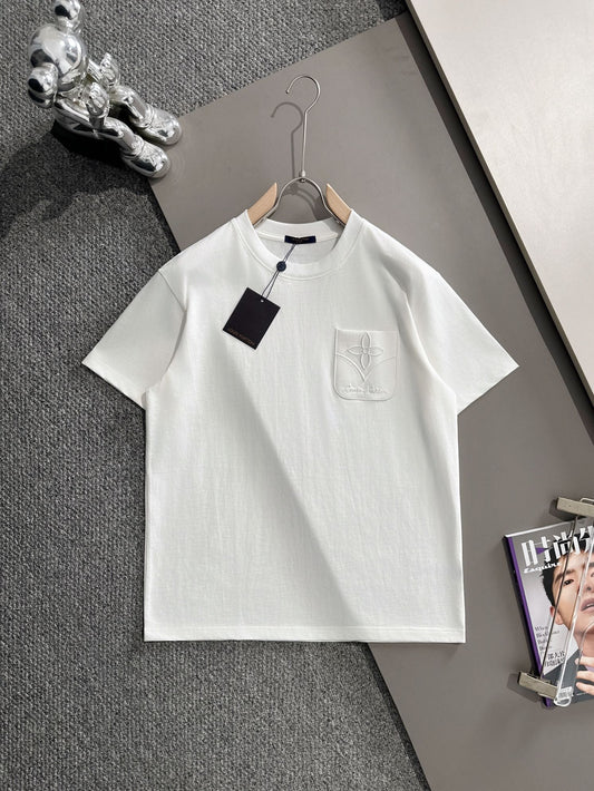 060311 New high-quality, minimalist pocket embroidered T-shirt