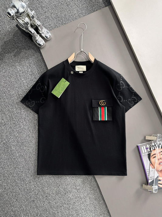 060311 New high-quality sleeve patch pocket T-shirt