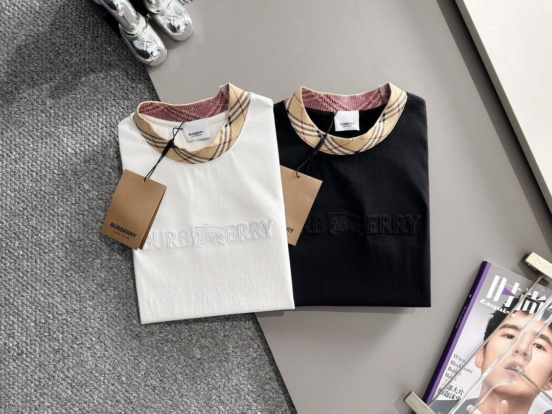 060311 New high-quality embroidered T-shirt with a stitched neckline