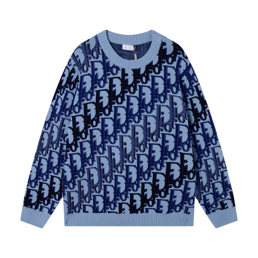 260315 New high-quality full-pattern jacquard wool knitted round-neck sweater
