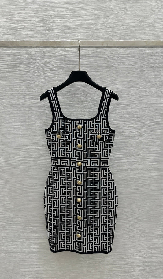 260315 New model maze-style high-waisted backless knitted dress