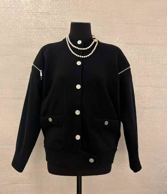 260315 New autumn-style thick knitted chic sweater coat