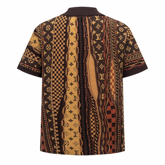 260323 New top-quality, flawlessly crafted floral jacquard wool polo shirt