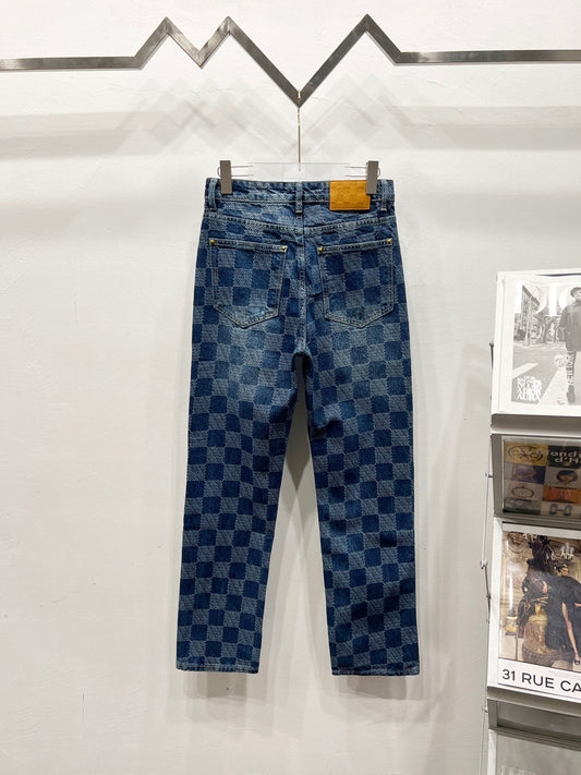 260323 New high-quality checkered denim trousers