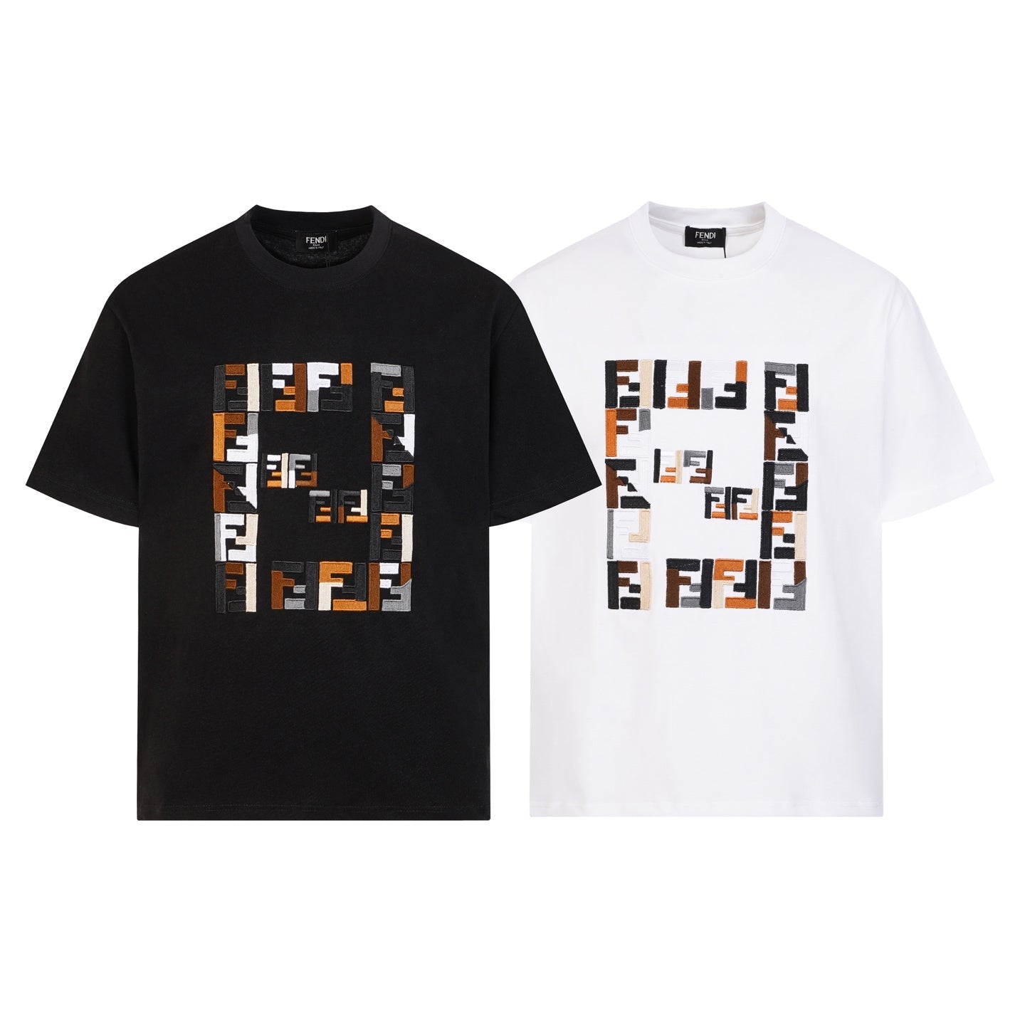 260421 New high-quality multi-color double-F patchwork embroidered T-shirt