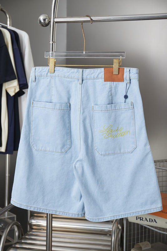 260421 New high-quality special decorative back-color embroidered denim shorts