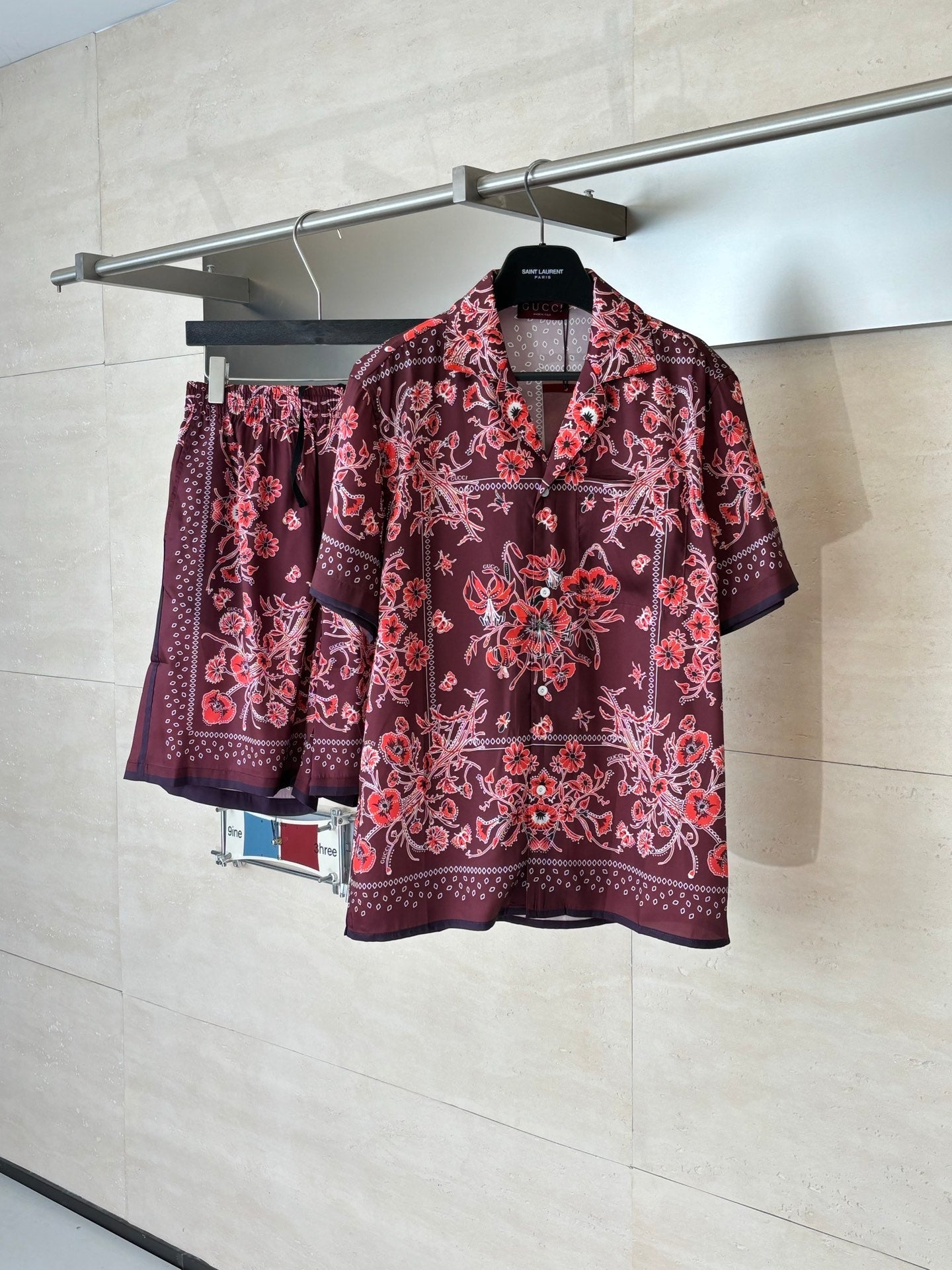 260428 New high-quality floral Cuban collar printed set of short-sleeved shirts