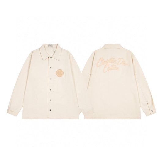 260506 New high-quality beige embroidered printed denim jacket