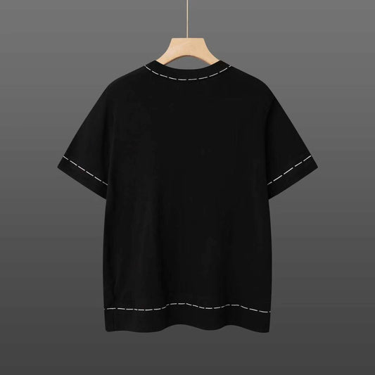 260506 New high-quality jacquard wool-spun cotton yarn knitted T-shirt