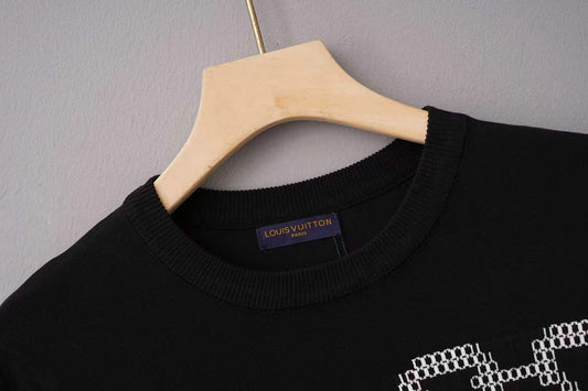 260506 New high-quality T-shirt with classic jacquard wool blend cotton yarn on the chest area
