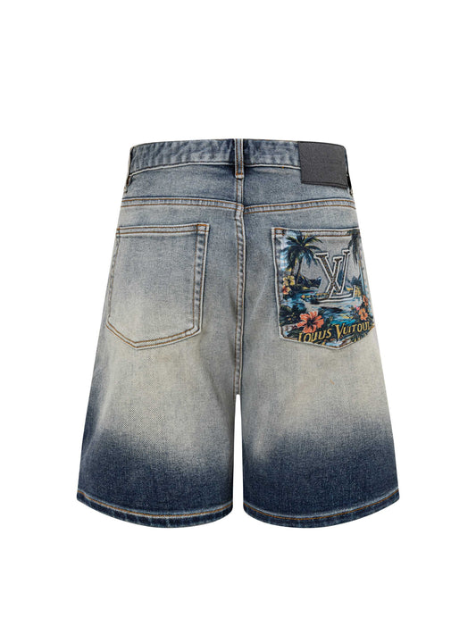 260506 New high-quality perfect blue water-washed custom-made denim shorts