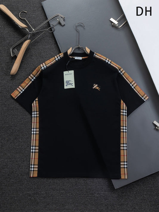 260610 New high-quality T-shirt with chest check pattern and patchwork design