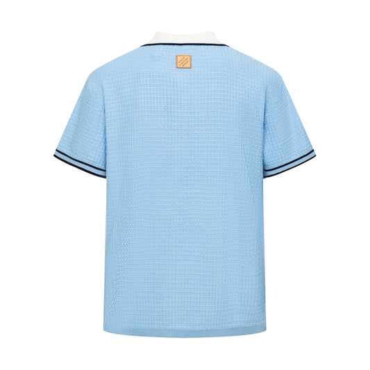 260610 New top-quality waffle color-blocked pocket letter-stitched short-sleeved shirt