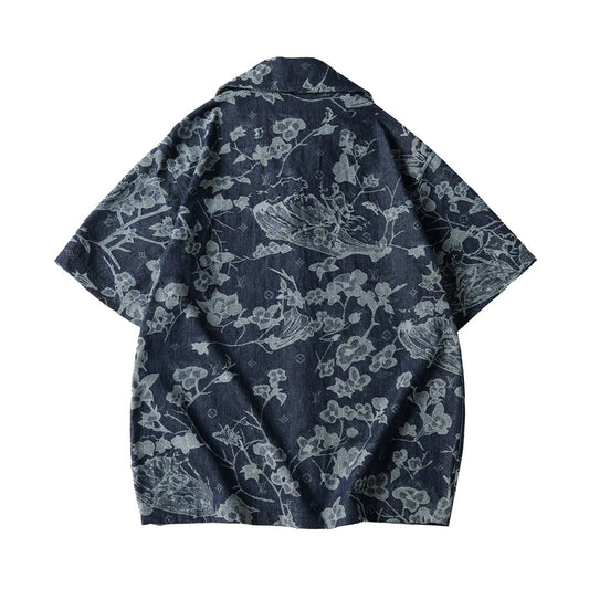 260616 High-quality new custom-made fabric floral denim jacket set