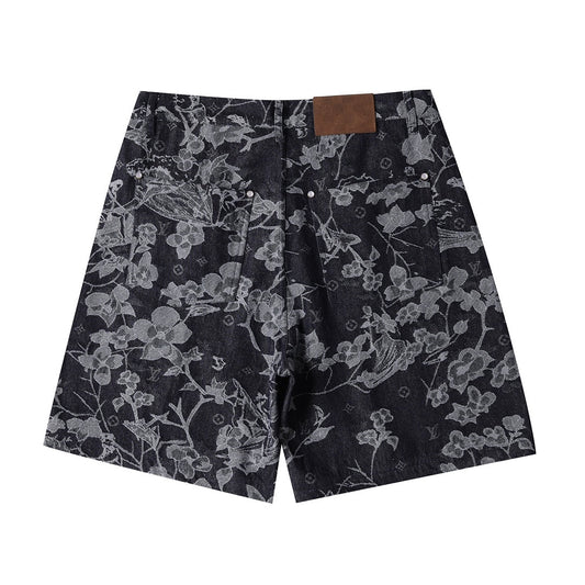 260616 High-quality new custom-made fabric floral denim short pants