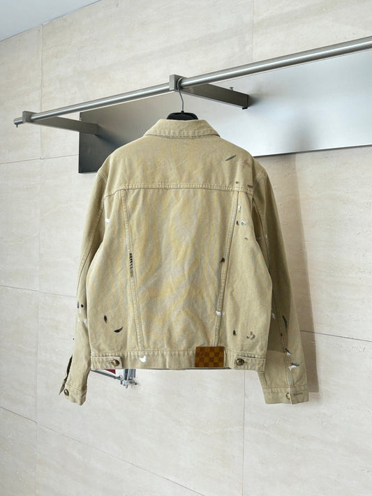 260624 High-quality new distressed inkblot workwear denim jacket