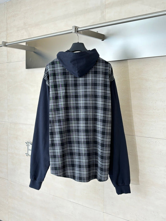 260701 High-quality new double-layer checked plaid collared shirt