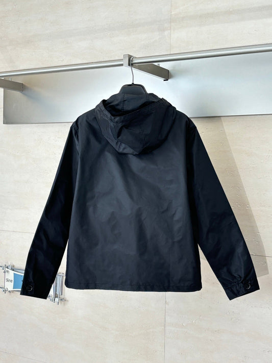 260701 High-quality new triangular logo woven long-sleeved hooded coat
