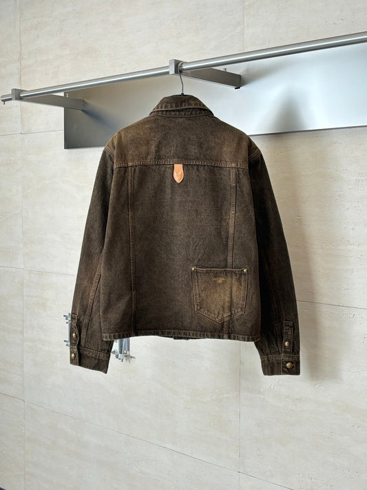 260701 High-quality new sand-washed denim polo-style denim jacket set