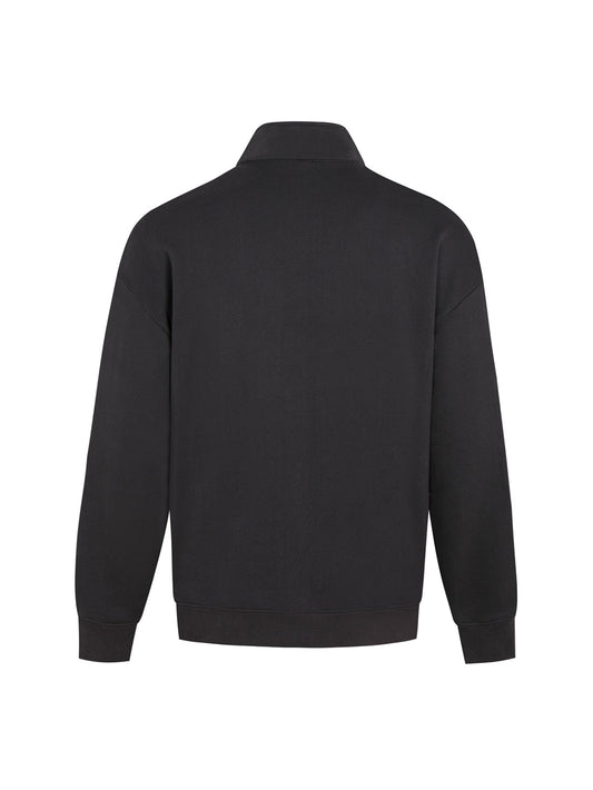 260724 New high-quality plush-printed half-zip stand-up collar sweatshirt
