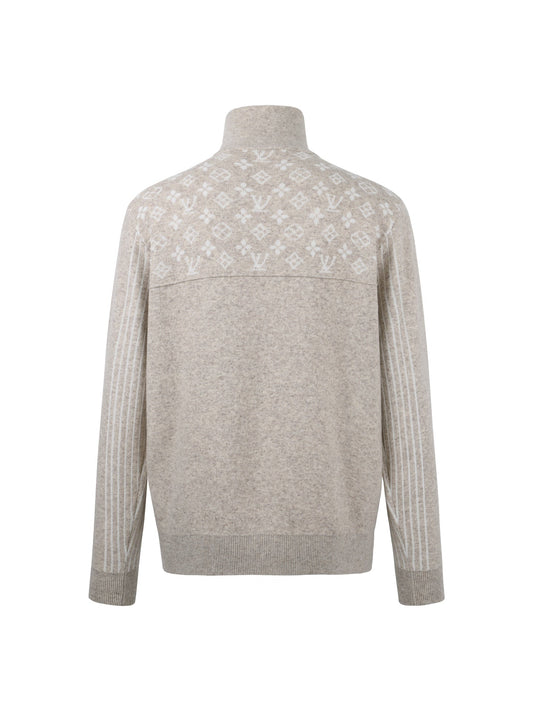 260724 New high-quality ribbed woolen sweater with half-zip collar