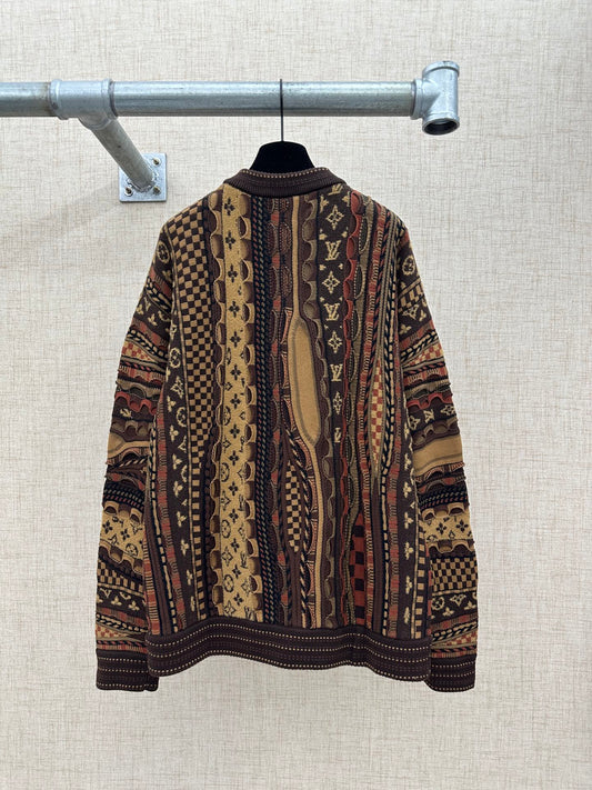 260808 New high-quality custom-spun yarn crew-neck jacquard knitted sweater