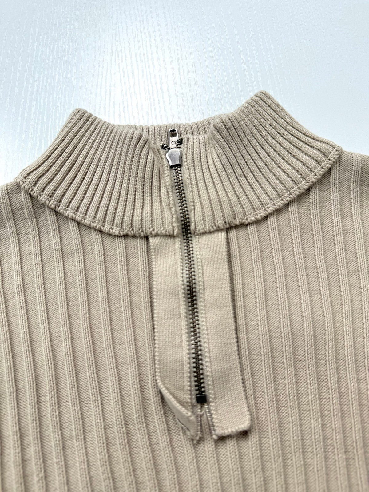 260813 New high-quality half-neck half-zip vertical ribbed knitted sweater