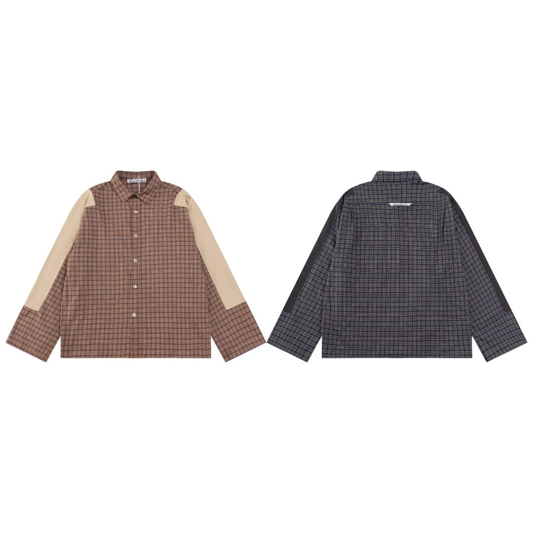260826New high-quality checkered contrast-colored shirt