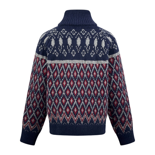 260901 New high-quality snowflake-patterned jacquard warm wool coat