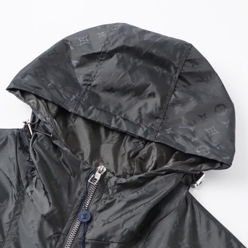 260917 New high-quality full-print workwear style stand-up collar hooded coat
