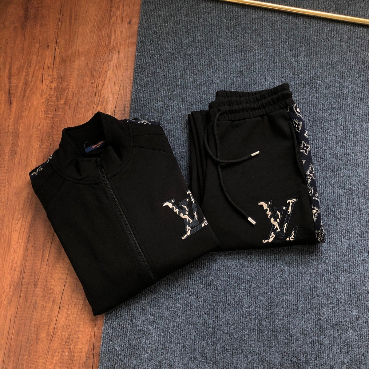260928 New high-quality patchwork pattern casual jogging pants set
