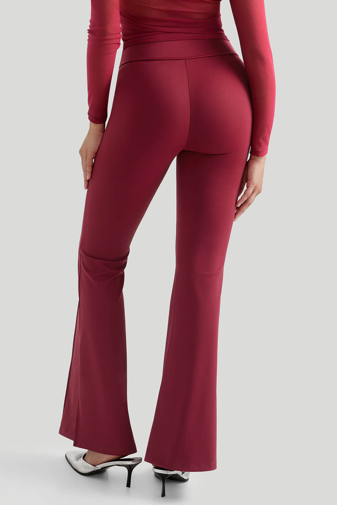 Flared Leg slit Legging With Built In Shapewear
