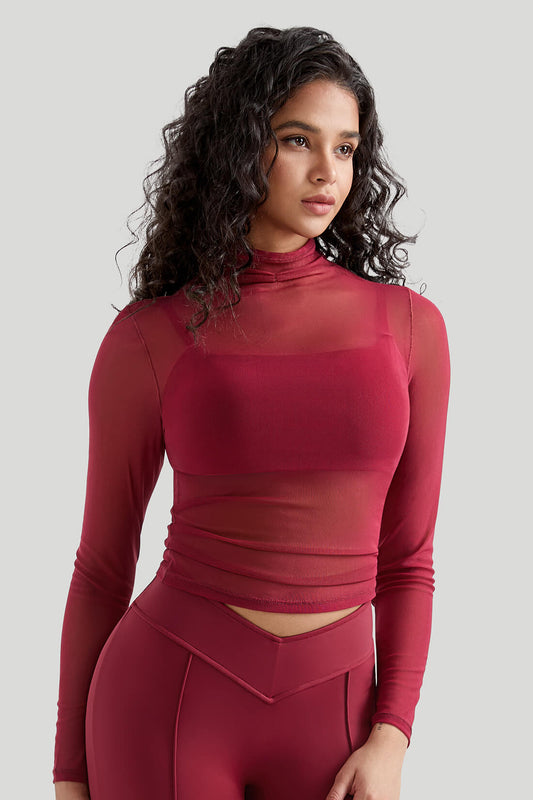 Mesh Long Sleeves Sexy Top