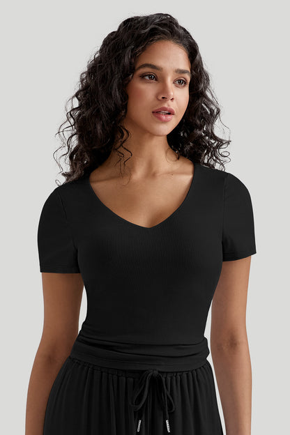 Short Sleeves V-neck Casual Set