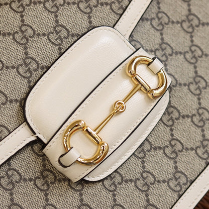 0528 Horsebit 1955 shoulder bag GG Supreme/White