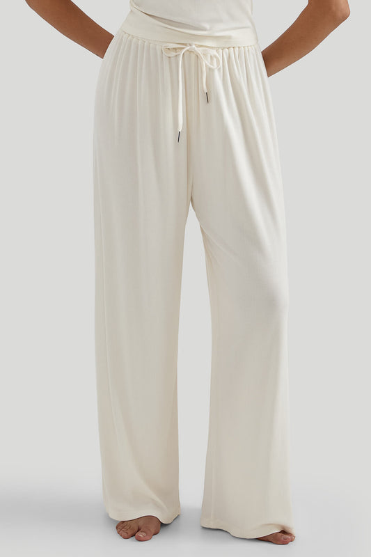 Soft Ribbed Wide Leg Pants