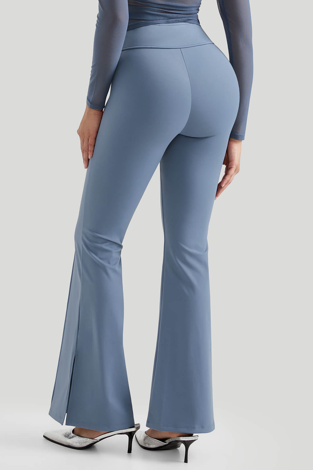 Flared Leg slit Legging With Built In Shapewear