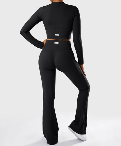 Ribbed Two-Way Zipper Yoga Set - MOOSLOVER