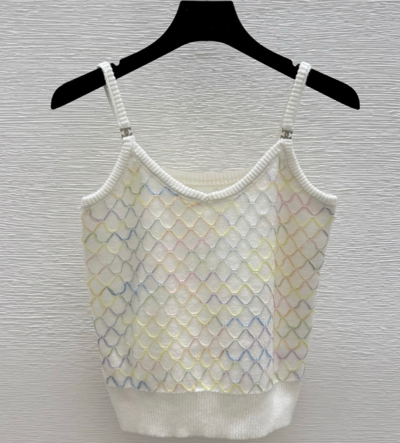 260315 New spring-autumn rainbow diamond-patterned woolen pullover vest