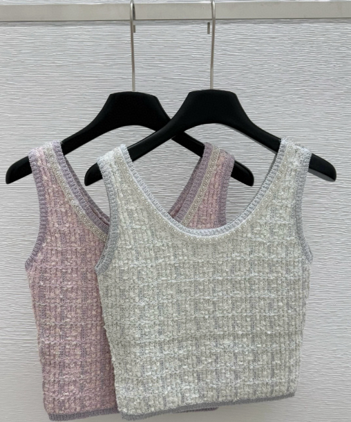 260315 New spring-autumn round-neck beaded vest