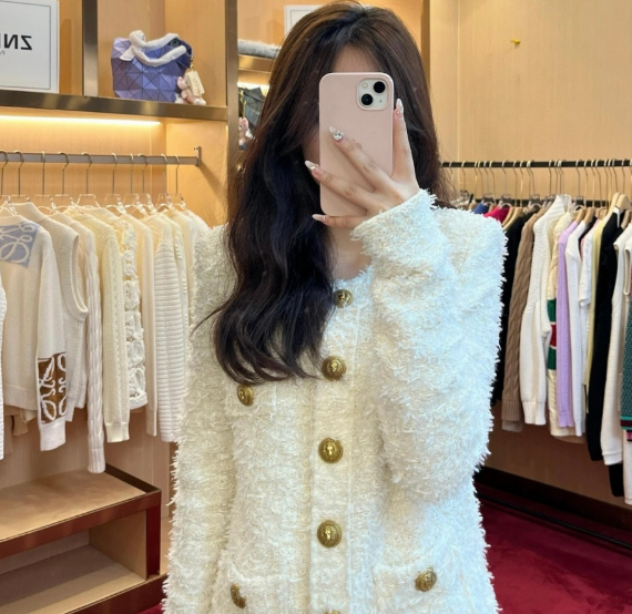 260315 New autumn-style thick knitted chic sweater coat