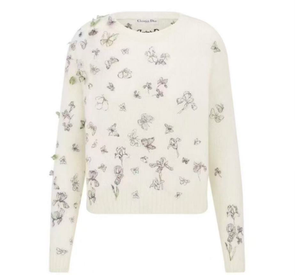260315 New spring-autumn style white butterfly-shaped sweater