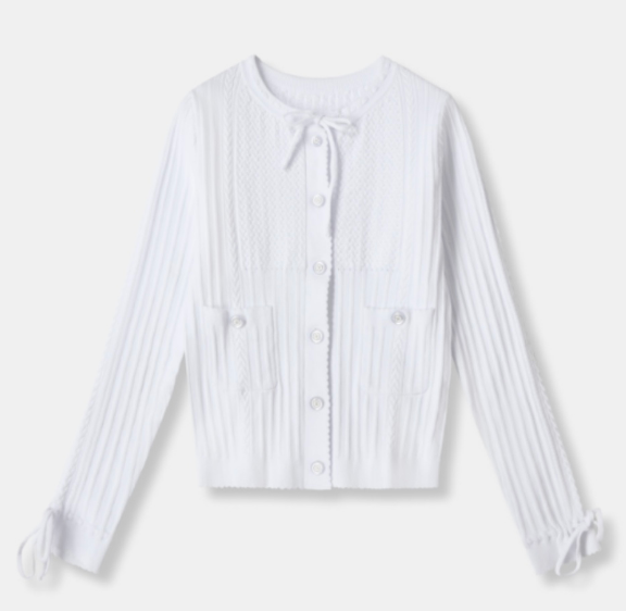 260315 New spring-autumn style lace-up knitted cardigan