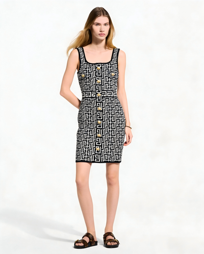 260315 New model maze-style high-waisted backless knitted dress
