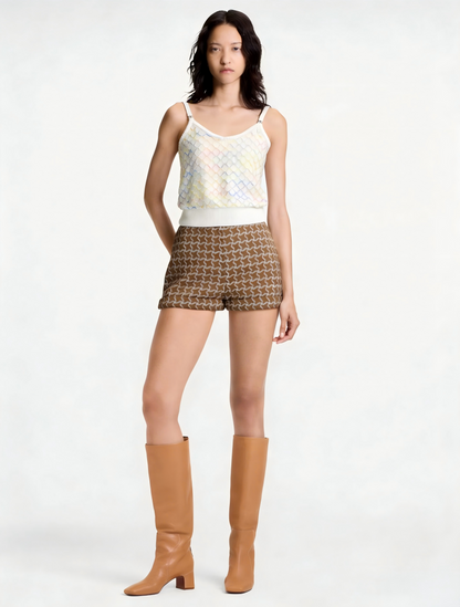 260315 New spring-autumn rainbow diamond-patterned woolen pullover vest
